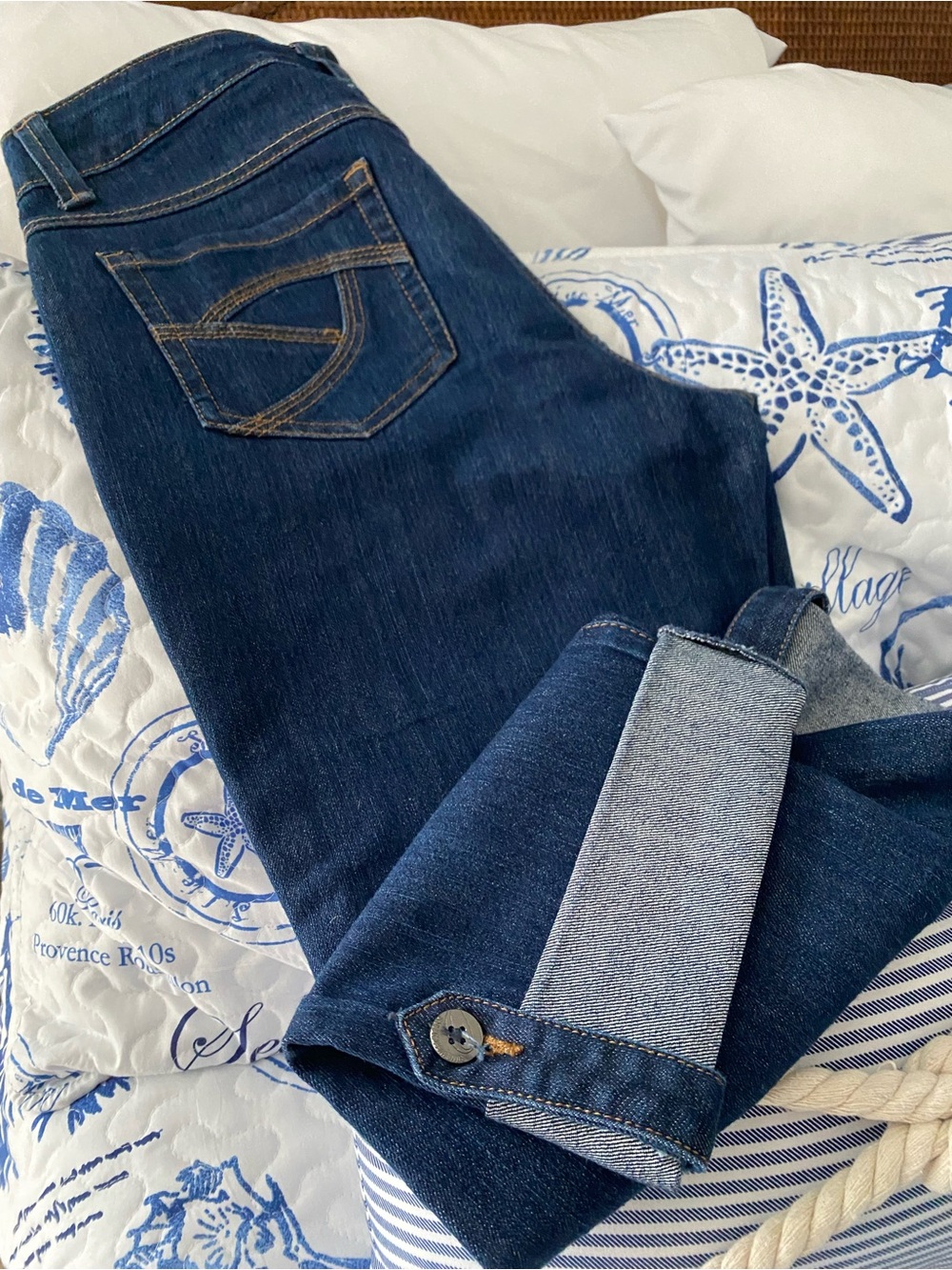 Nine West Dark Blue Cropped Jeans with Cuff